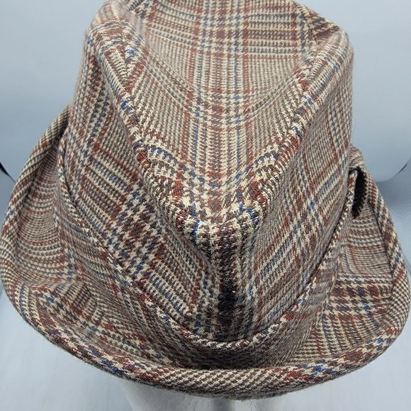 Pendleton 100% Wool Fedora Hat 7 1/8 Plaid Tan Formal Casual Party Travel - Picture 5 of 10